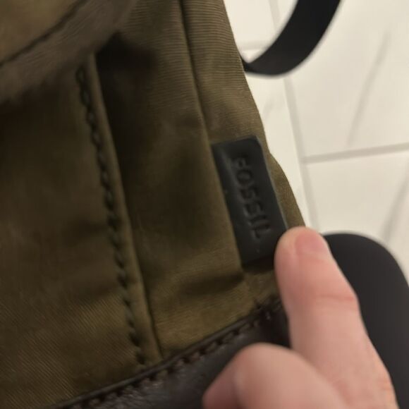 Fossil Leather and Canvas Small Messenger Crossbody Bag - Picture 3 of 15